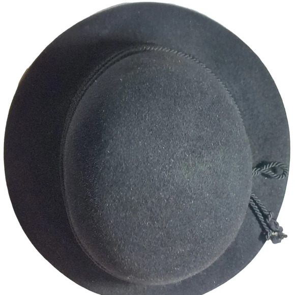 Vintage Muhlbauer Black Wool Felt Hat‎ with Velvet headband and rope details main image 7